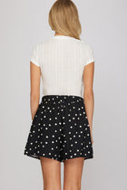 Woven Polka Dot Print Shorts - Black