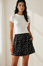 Woven Polka Dot Print Shorts - Black