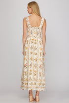 Floral Stripe Smocked Maxi Dress