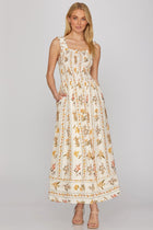 Floral Stripe Smocked Maxi Dress