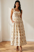 Floral Stripe Smocked Maxi Dress