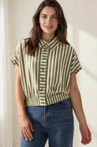 Striped Button Down Short Sleeve Top