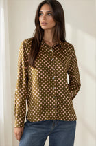 Satin Polka Dot Button Up Blouse