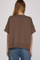 Classic Short‑Sleeve Knit Sweater - Brown