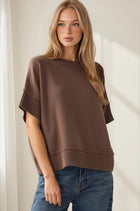 Classic Short‑Sleeve Knit Sweater - Brown