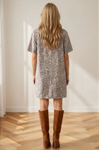 Washed Leopard Print Button Down Mini Dress