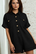 Collared Knit Button Detail Romper