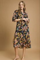 Mixed Floral Print Tiered Midi Dress
