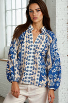 Boho Floral Stripe Blouse