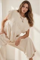 Smocked Peplum Top - Oatmeal