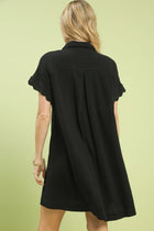 Scalloped Detail Mini Dress - Black