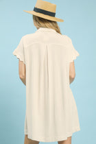 Scalloped Detail Mini Dress - Oatmeal