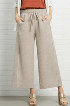 Striped Tie Front Elastic Waist Pants