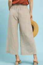 Striped Tie Front Elastic Waist Pants