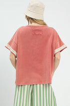 Patchwork Floral French Terry Tee - Rose