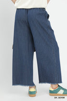 Denim Pinstripe Wide Leg Pants