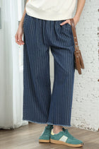 Denim Pinstripe Wide Leg Pants