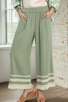 Fringe Hem Wide Leg Pants