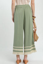 Fringe Hem Wide Leg Pants