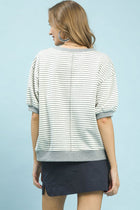 Striped French Terry Short Sleeve Top