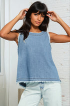 Denim Fringe Hem Sleeveless Top