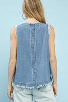 Denim Fringe Hem Sleeveless Top
