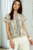 Mix Print Cap Sleeve Top