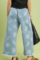 Denim Paisley Wide Leg Pants