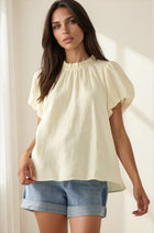 Textured Gauze Puff Sleeve Blouse