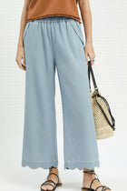 Chambray Scalloped Hem Pants
