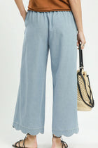 Chambray Scalloped Hem Pants