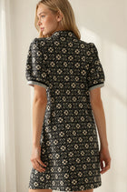 Cinch Waist Floral Short Sleeve Mini Dress