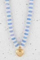 Beaded Heart Pendant Necklace - 3 Colors