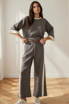 Luxe Knit Side Stripe Wide Leg Pants