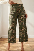 Floral Print Wide Leg Cropped Pants