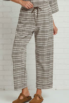 Fleece Plaid Raglan Straight Leg Pants