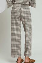 Fleece Plaid Raglan Straight Leg Pants