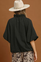 Zip-Front Bomber Jacket - Black