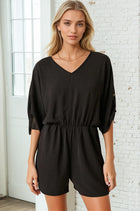 Tab Sleeve Romper - Black