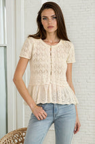 Lace Knit Peplum Top