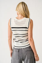 Sleeveless Knit Striped Crochet Top