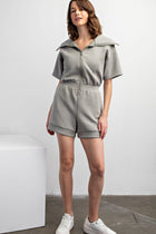 Zipper Short Sleeve Romper