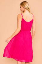 Chiffon Pleated Dress - Fuchsia