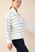 Luxe Scuba Striped Half Zip Jacket - White/Black