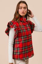Ruffled Plaid Puffy Vest