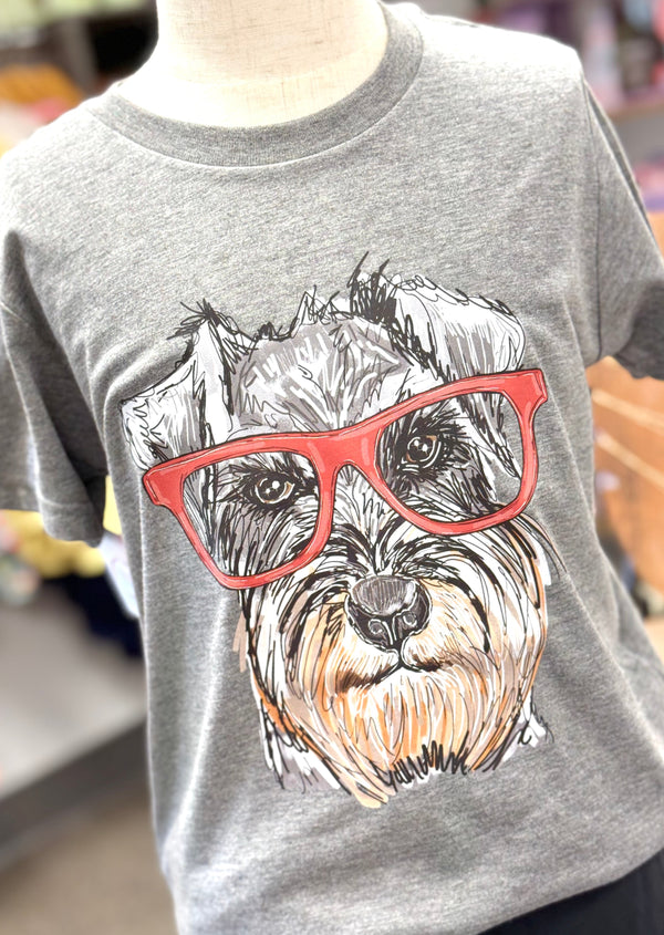 Girl's Graphic Tee - Glasses Dog