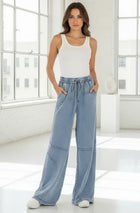 Asymmetric Mineral Wash Wide Leg Pants