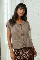 Metal Button Front Sweater Vest