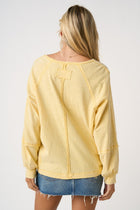 Mineral Wash Exposed Seam Long Sleeve Top