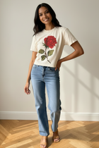 Garment Dyed Midi Tee - Cross-stitch Rose
